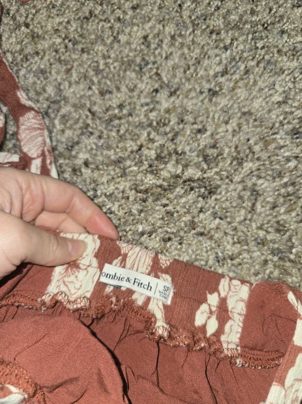 Abercrombie & Fitch Red Brick Brown Floral Tie Maxi Dress Small S Fall Winter